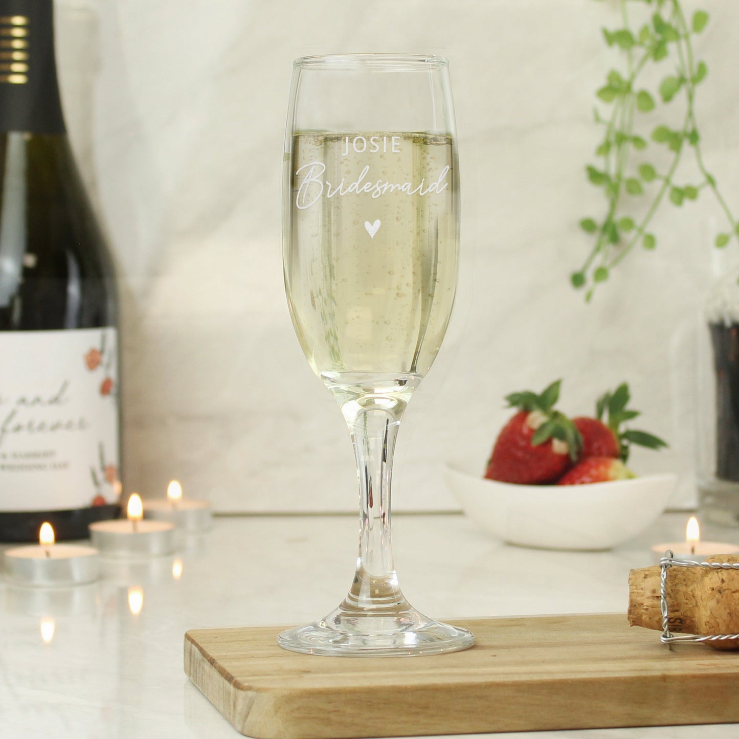Personalised Bridesmaid Flute Glass: 2 - Champagne Flutes By Gift Moments