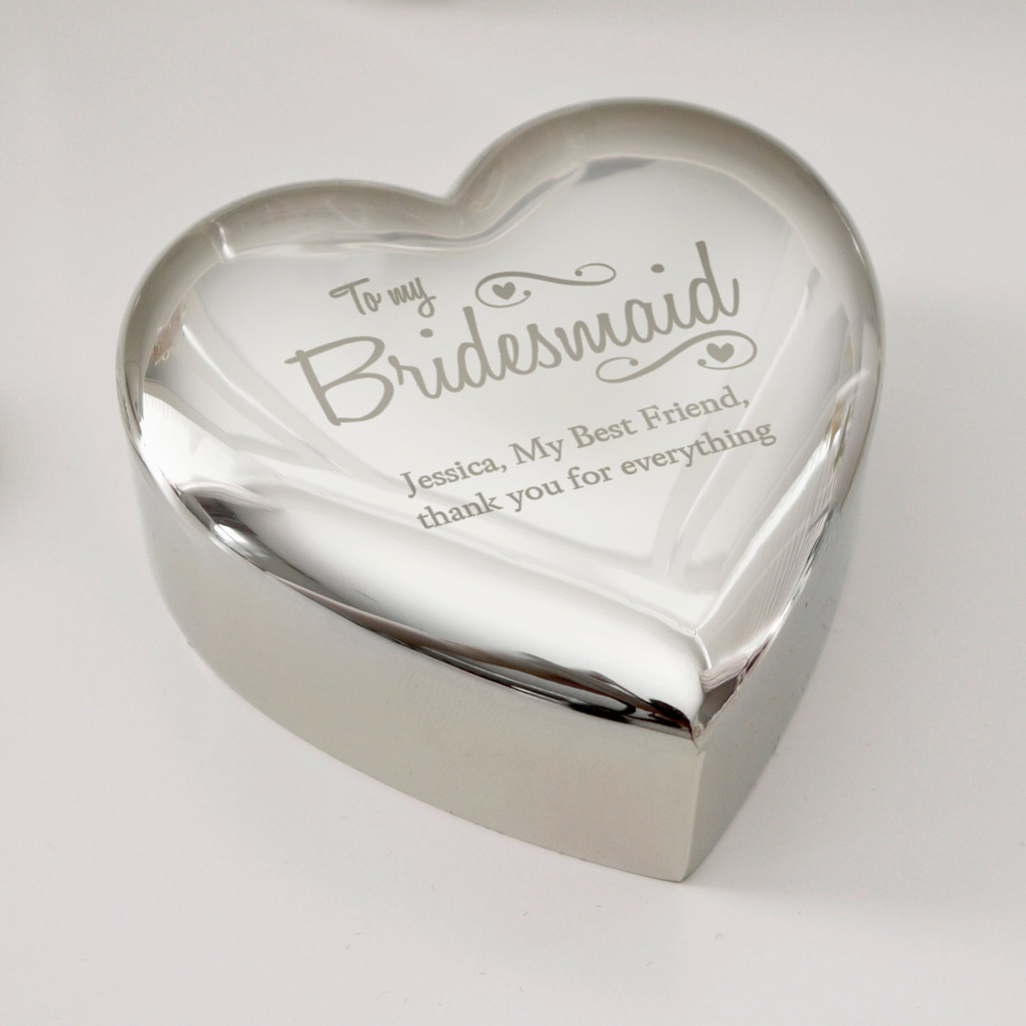 Personalised Bridesmaid Swirls & Hearts Trinket Box: 5 - Trinket Boxes By Gift Moments