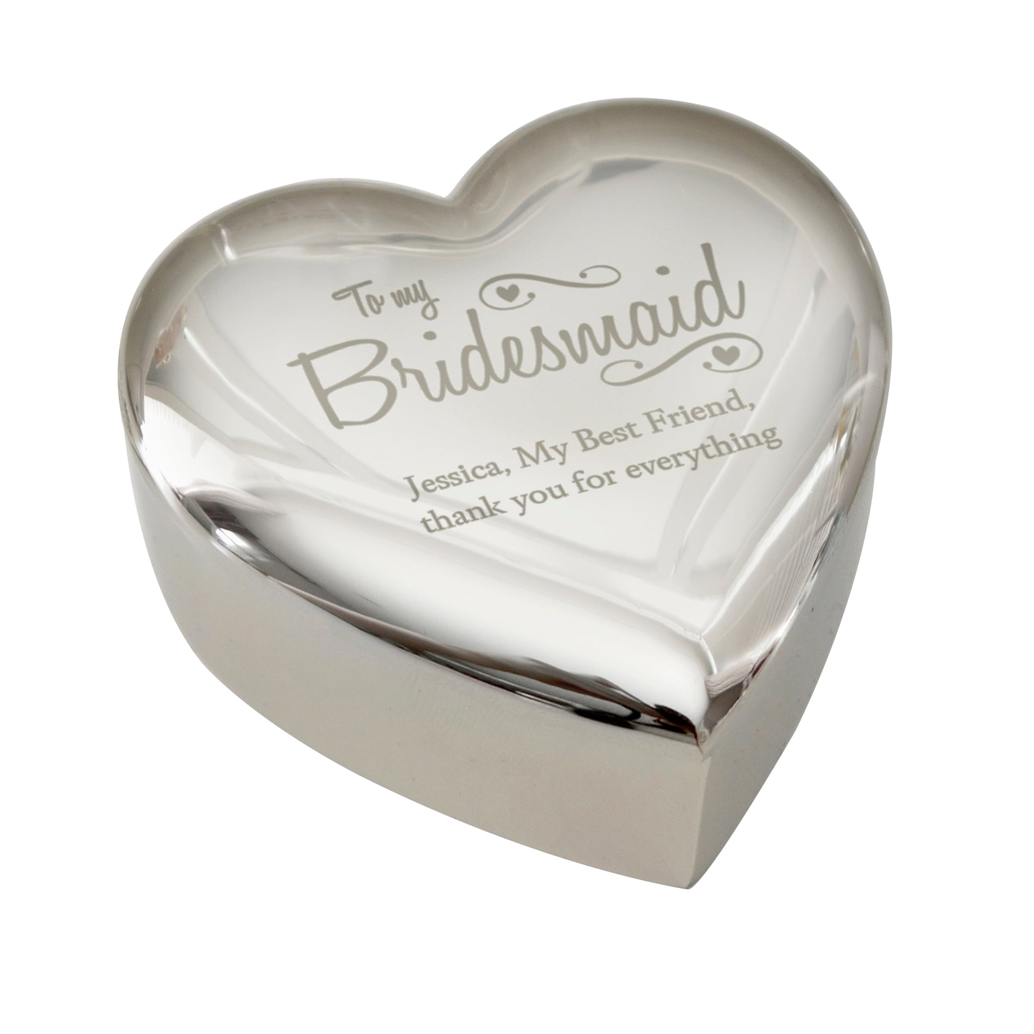Personalised Bridesmaid Swirls & Hearts Trinket Box: 6 - Trinket Boxes By Gift Moments