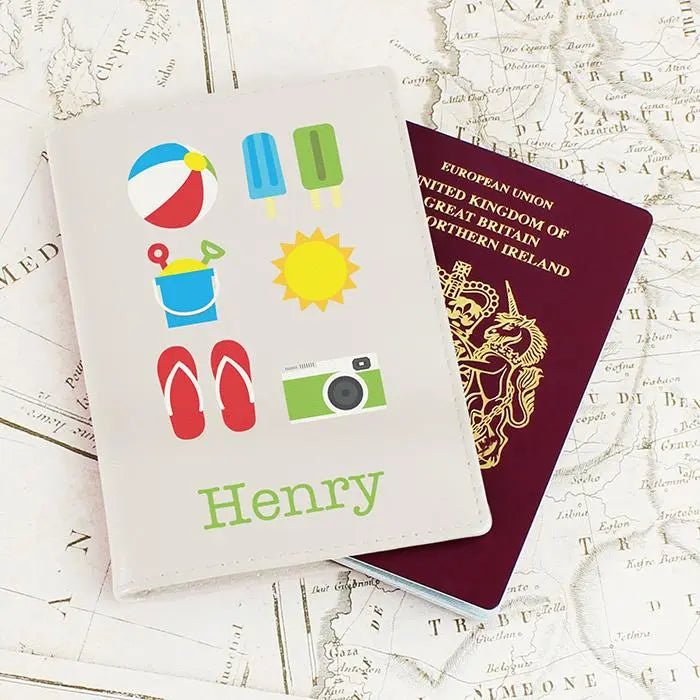 Personalised Bright Cream Leather Passport Holder: 1 - Passport Holders By Gift Moments