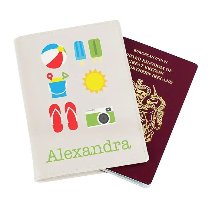 Personalised Bright Cream Leather Passport Holder: 3 - Passport Holders By Gift Moments