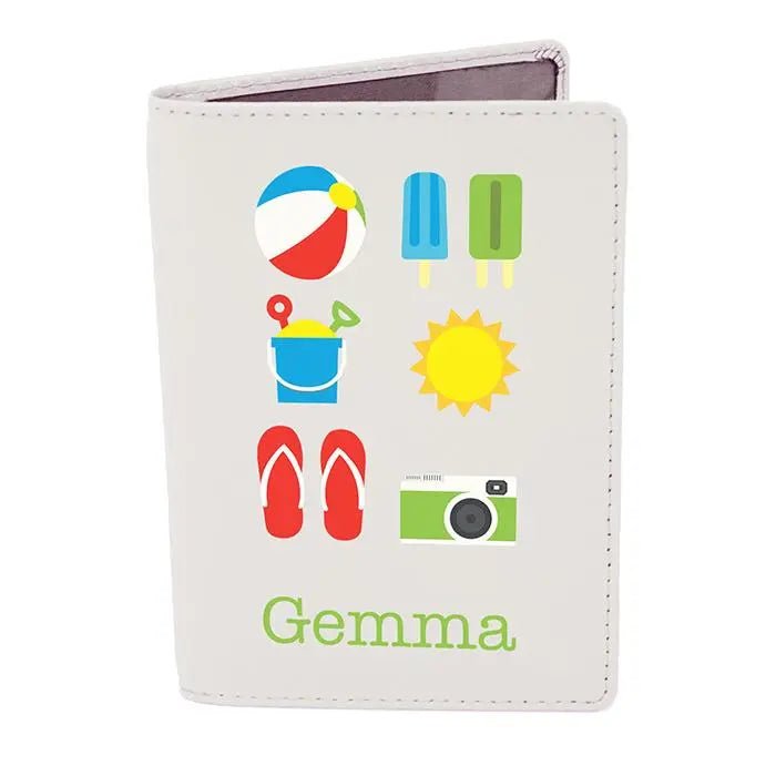 Personalised Bright Cream Leather Passport Holder: 2 - Passport Holders By Gift Moments