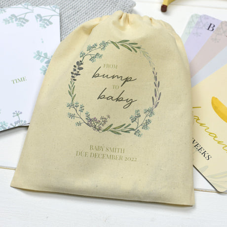 Personalised Bump to Baby Milestone Cards in Drawstring Bag: 5 - Keepsakes By Gift Moments