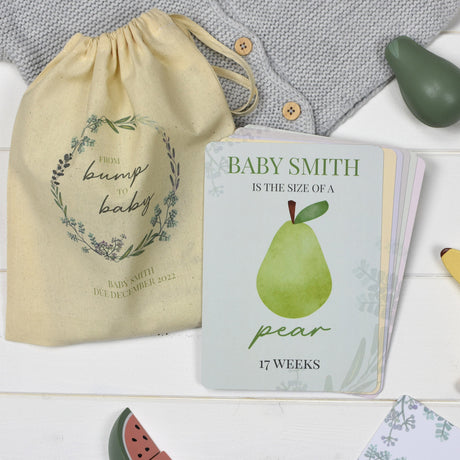 Personalised Bump to Baby Milestone Cards in Drawstring Bag: 4 - Keepsakes By Gift Moments