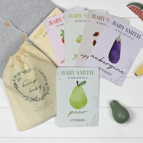 Personalised Bump to Baby Milestone Cards in Drawstring Bag: 1 - Keepsakes By Gift Moments