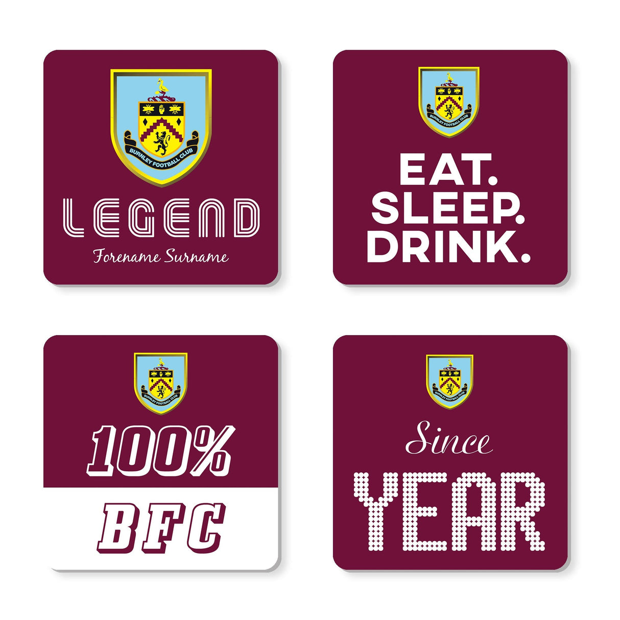 Personalised Burnley FC Coasters: 1 - Coasters By Burnley