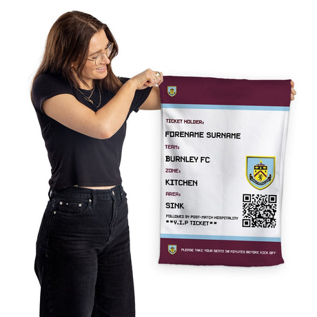 Personalised Burnley FC FD Ticket Tea Towel: 1 - Tea Towels By Burnley