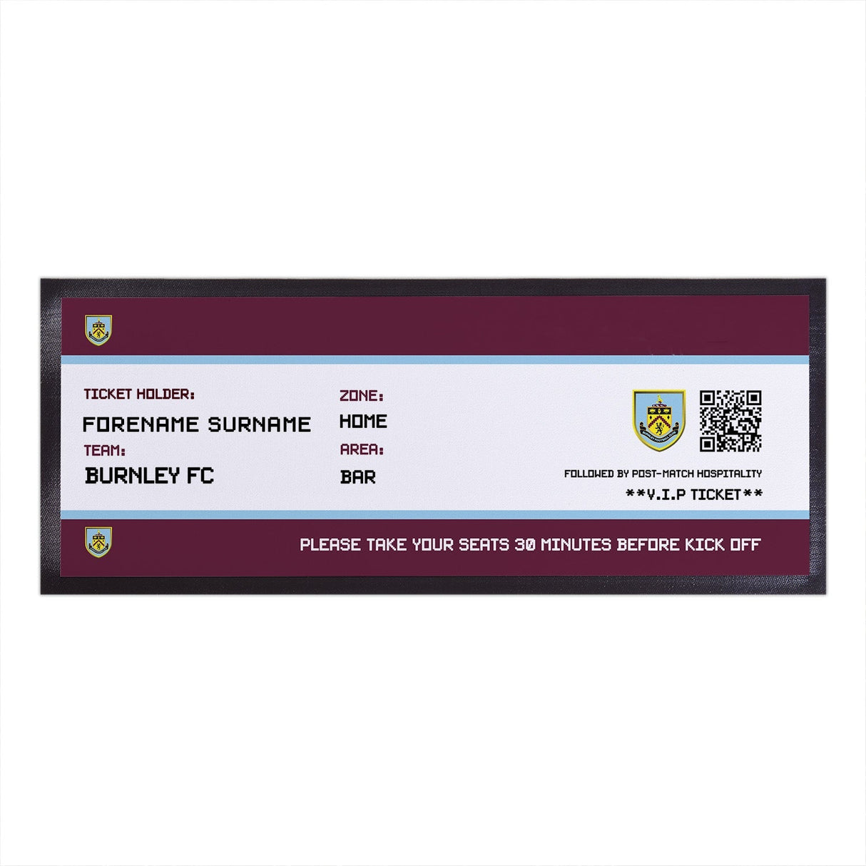 Personalised Burnley FC Ticket Bar Runner: 1 - Barware By Burnley