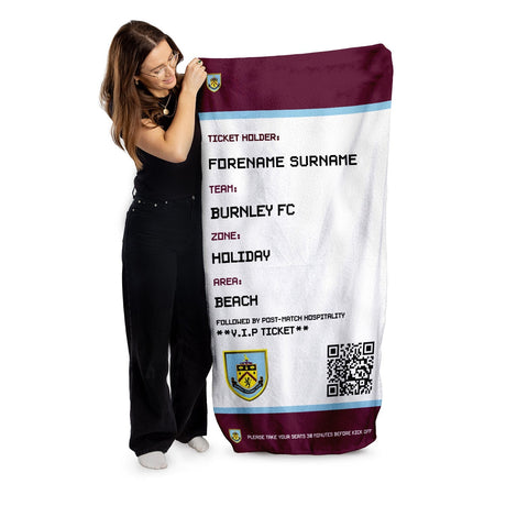 Personalised Burnley FC Ticket Beach Towel: 1 - Towels By Burnley