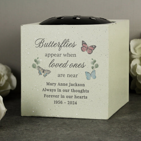 Personalised Butterflies Appear Memorial Vase: 3 - Memorials By Gift Moments