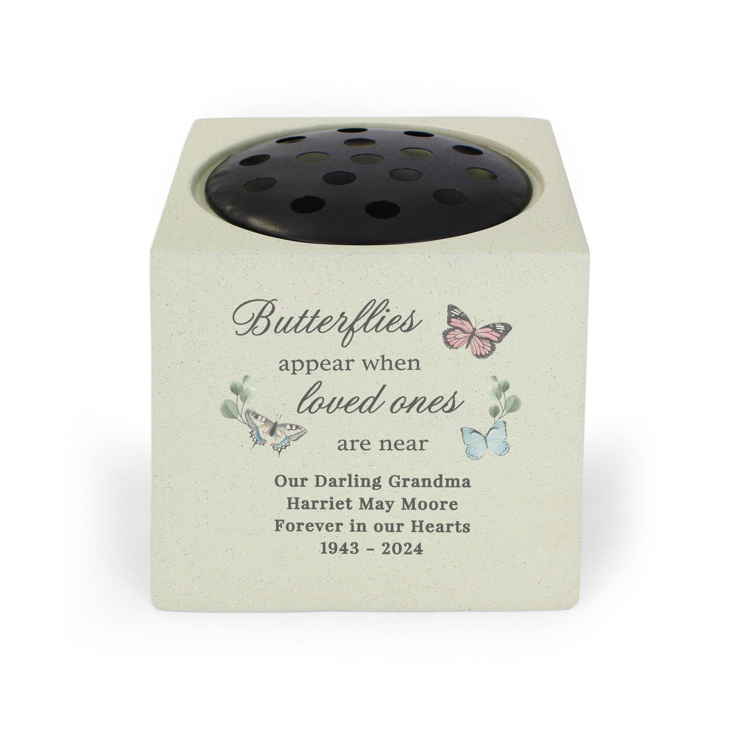 Personalised Butterflies Appear Memorial Vase: 5 - Memorials By Gift Moments