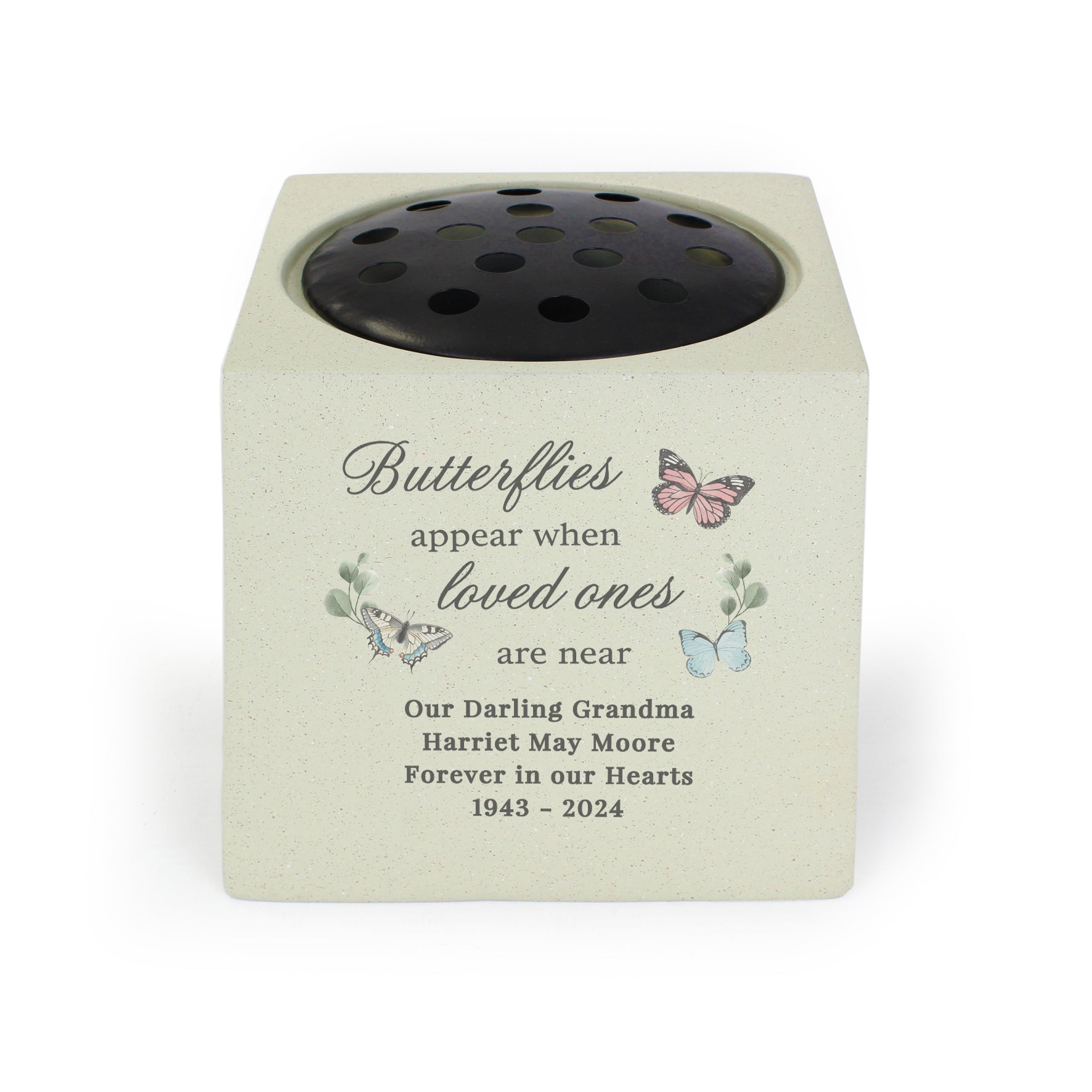 Personalised Butterflies Appear Memorial Vase: 5 - Memorials By Gift Moments
