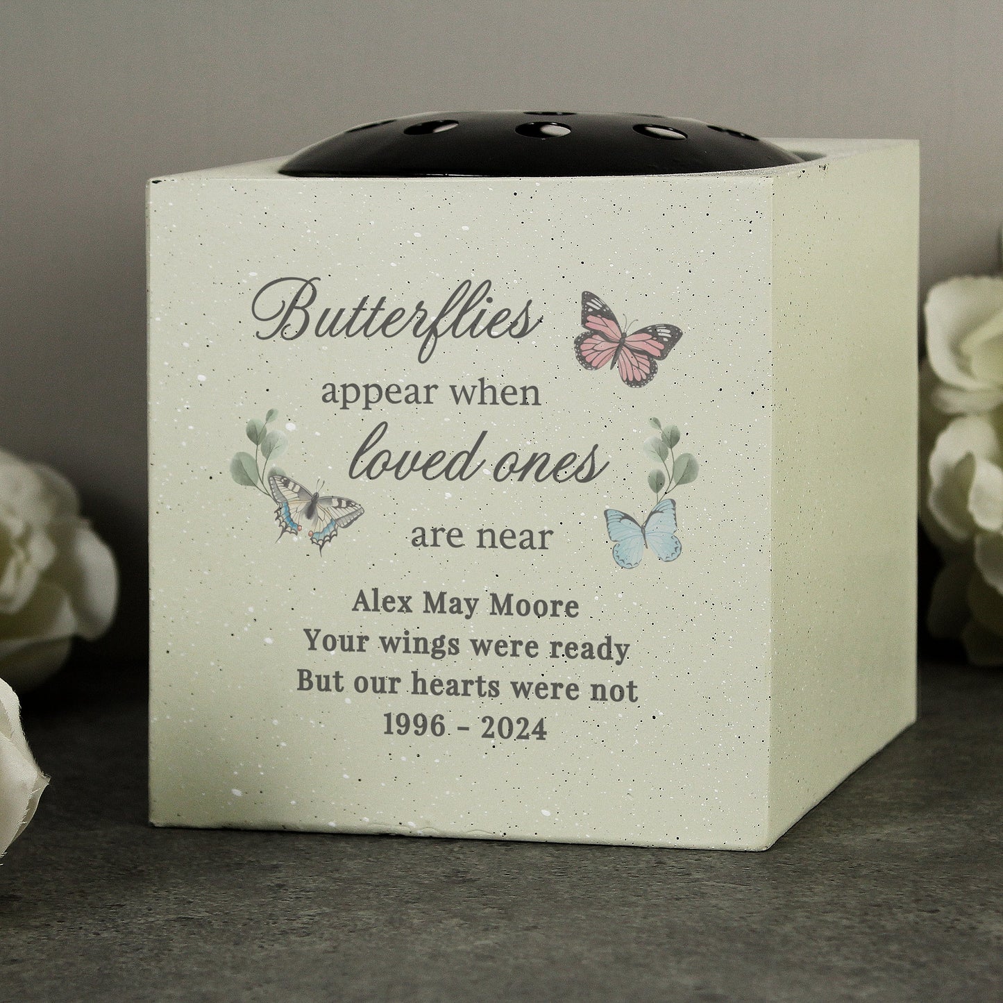 Personalised Butterflies Appear Memorial Vase: 4 - Memorials By Gift Moments