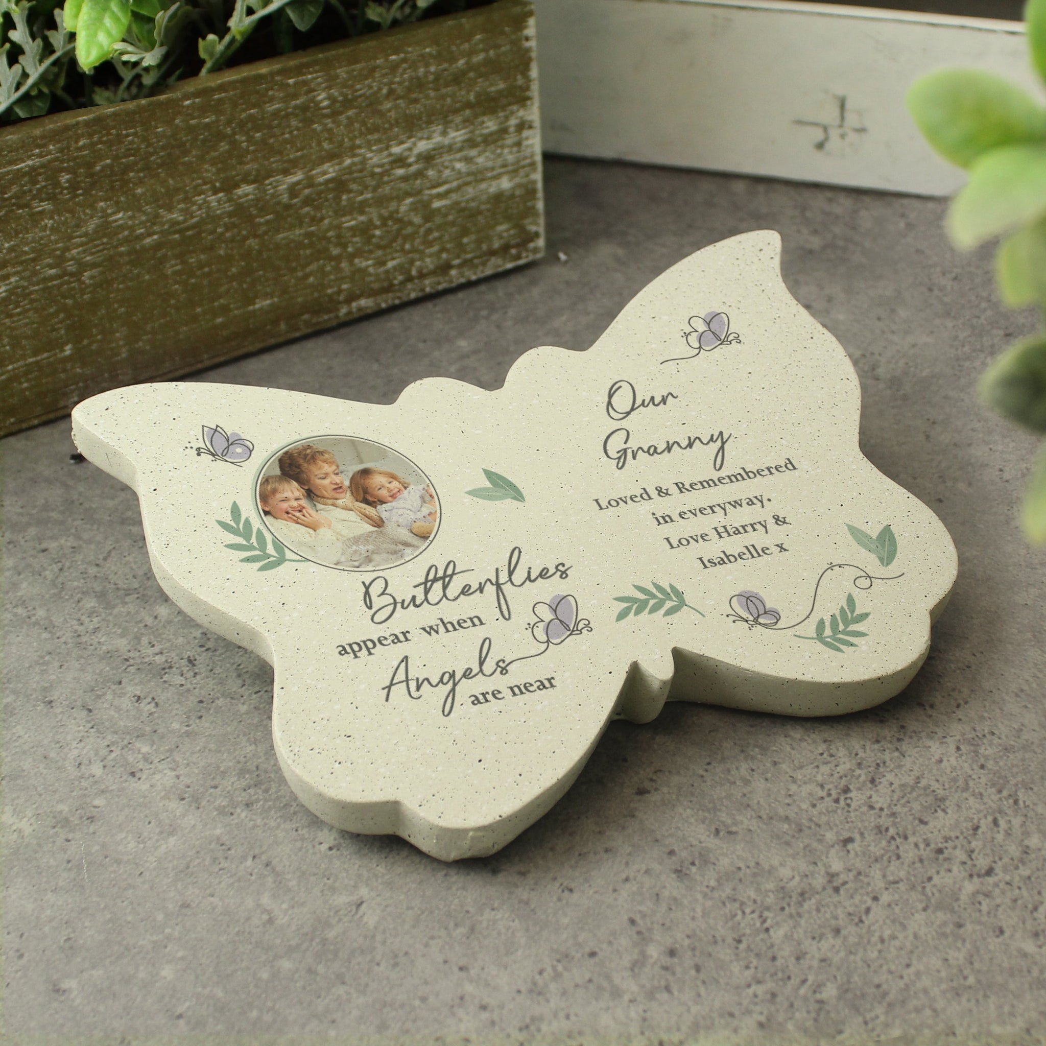 Personalised Butterflies Appear Photo Upload Memorial Resin Butterfly: 1 - Memorials By Gift Moments