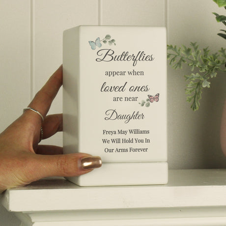 Personalised Butterflies Appear Small Wooden Urn: 4 - Urns By Gift Moments