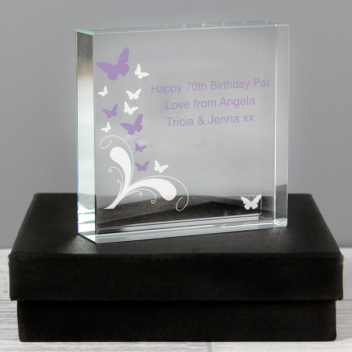 Personalised Butterflies Crystal Token: 1 - Crystal Tokens By Gift Moments