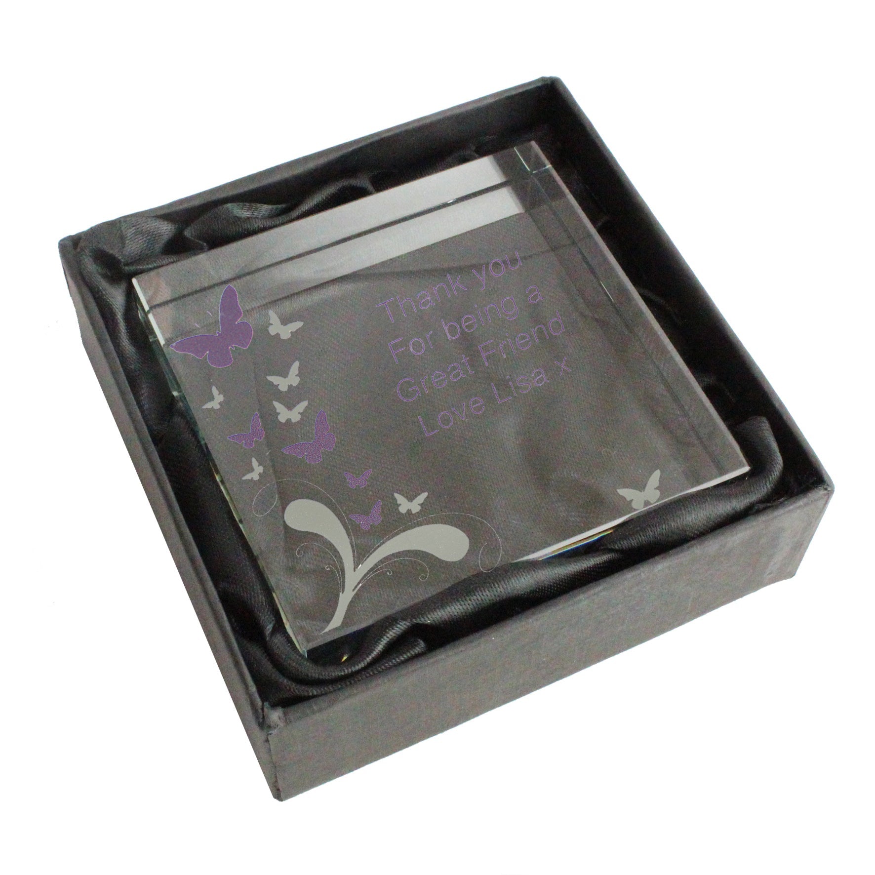 Personalised Butterflies Crystal Token: 4 - Crystal Tokens By Gift Moments