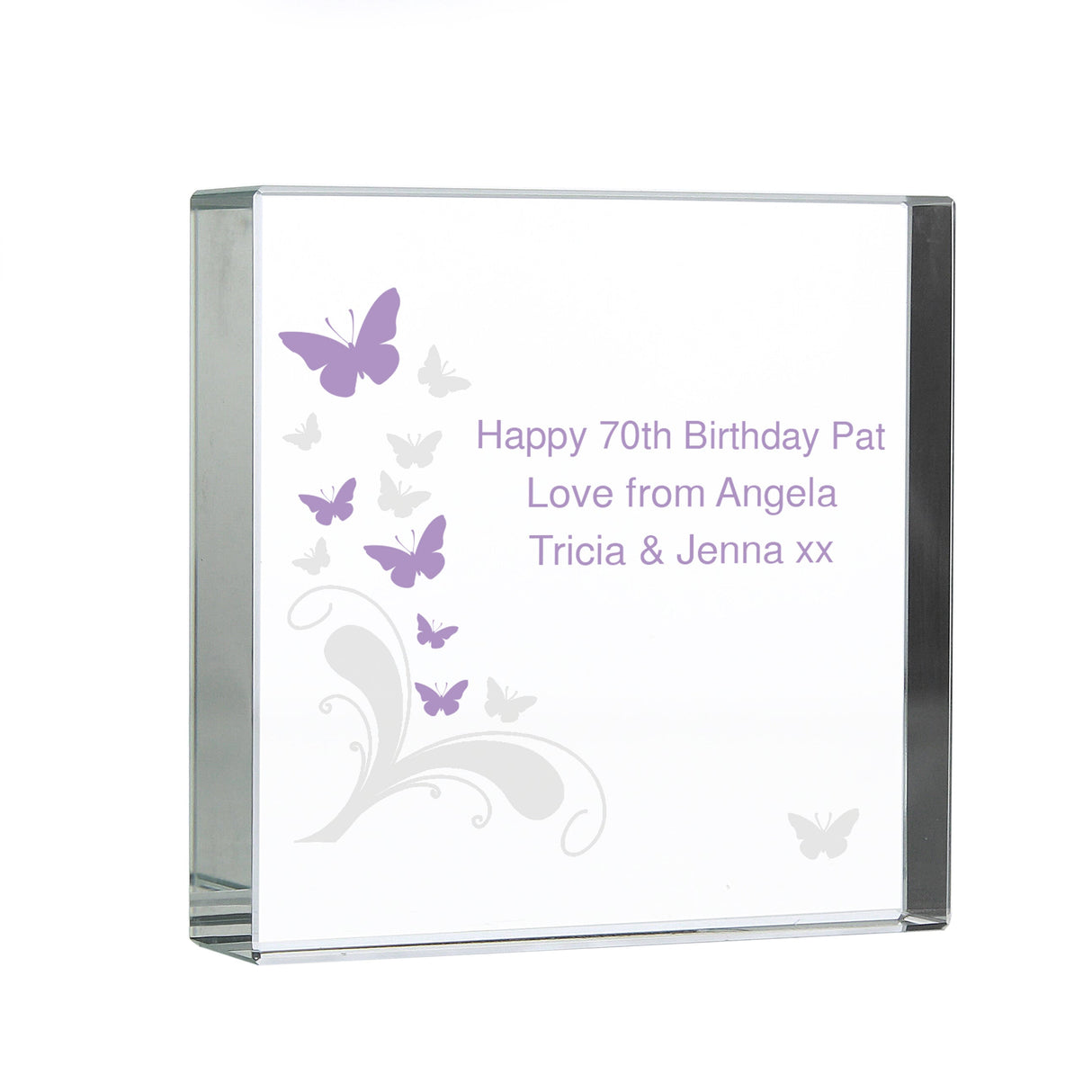 Personalised Butterflies Crystal Token: 2 - Crystal Tokens By Gift Moments