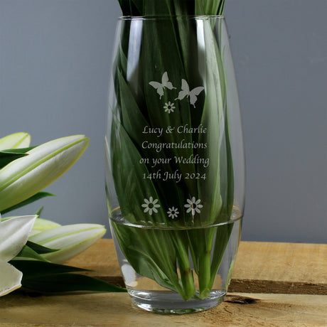 Personalised Butterflies and Flowers Bullet Vase: 2 - Vases By Gift Moments