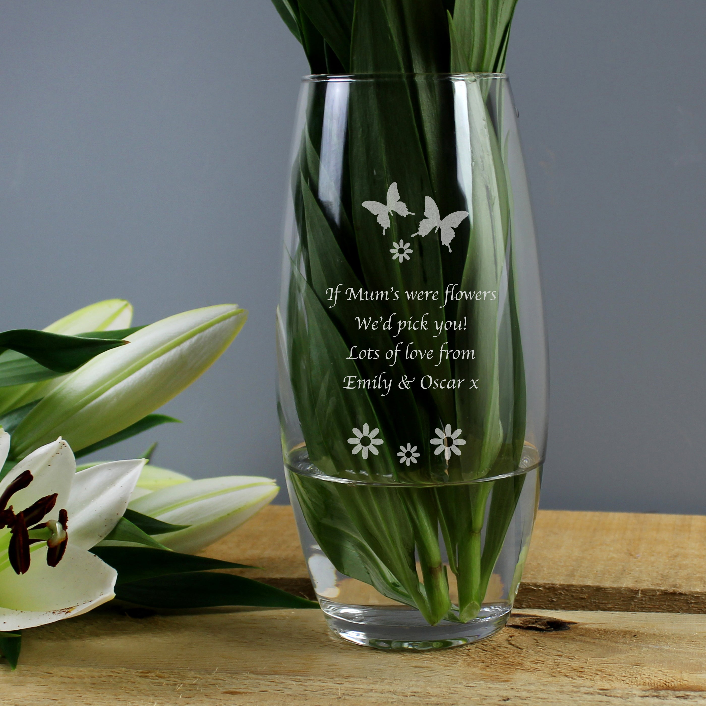 Personalised Butterflies and Flowers Bullet Vase - Shop Vases At Gift Moments - 1