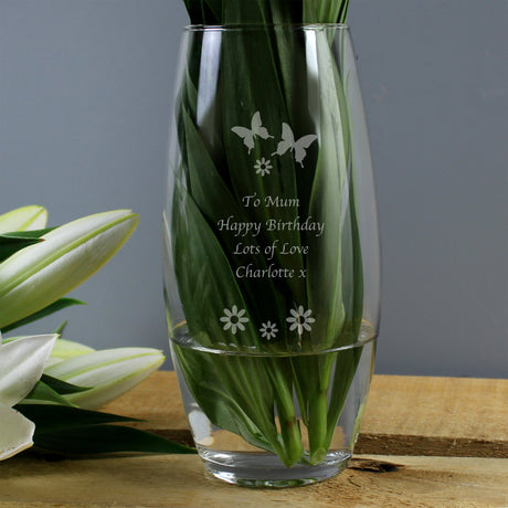 Personalised Butterflies and Flowers Bullet Vase: 3 - Vases By Gift Moments