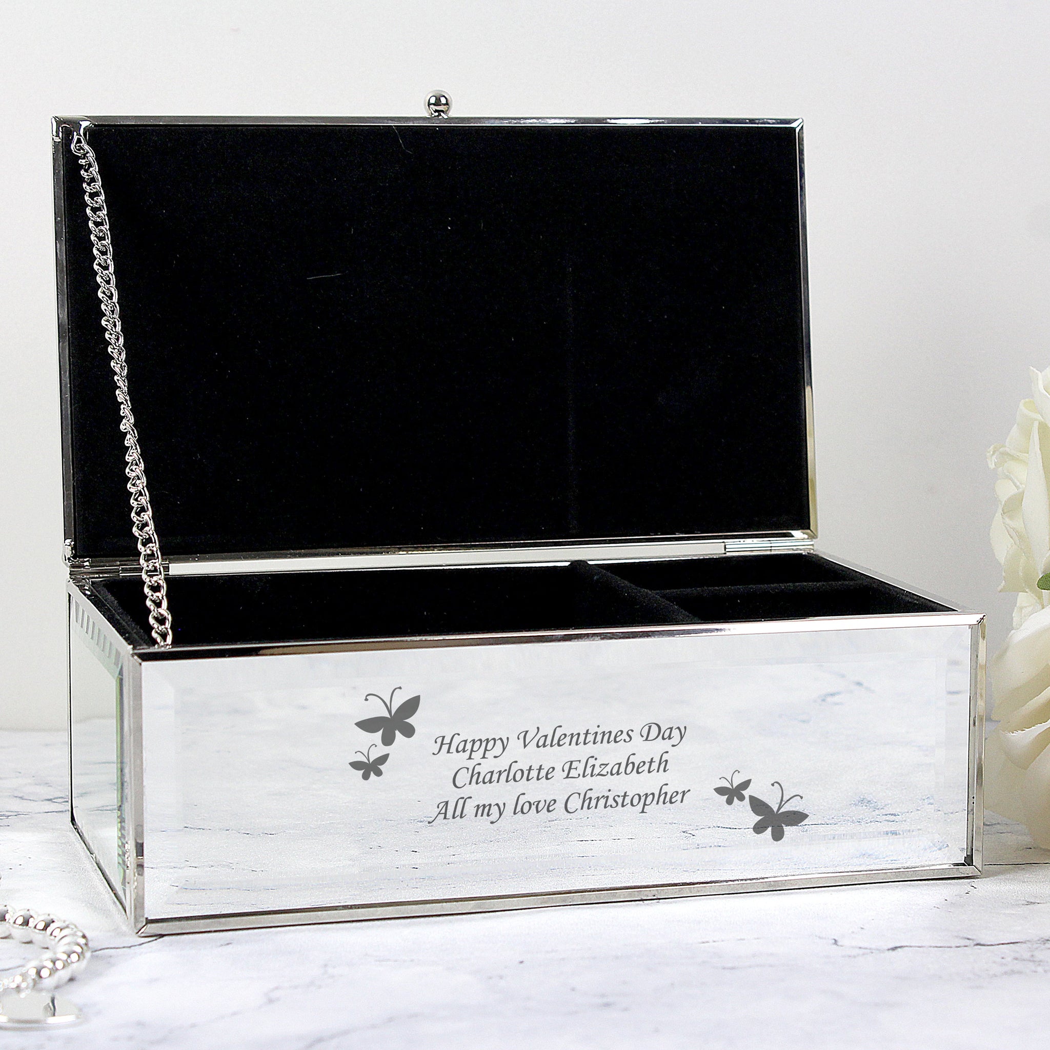 Personalised Butterflies Mirrored Jewellery Box: 1 - Jewellery Boxes By Gift Moments