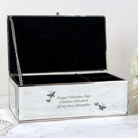 Personalised Butterflies Mirrored Jewellery Box: 1 - Jewellery Boxes By Gift Moments