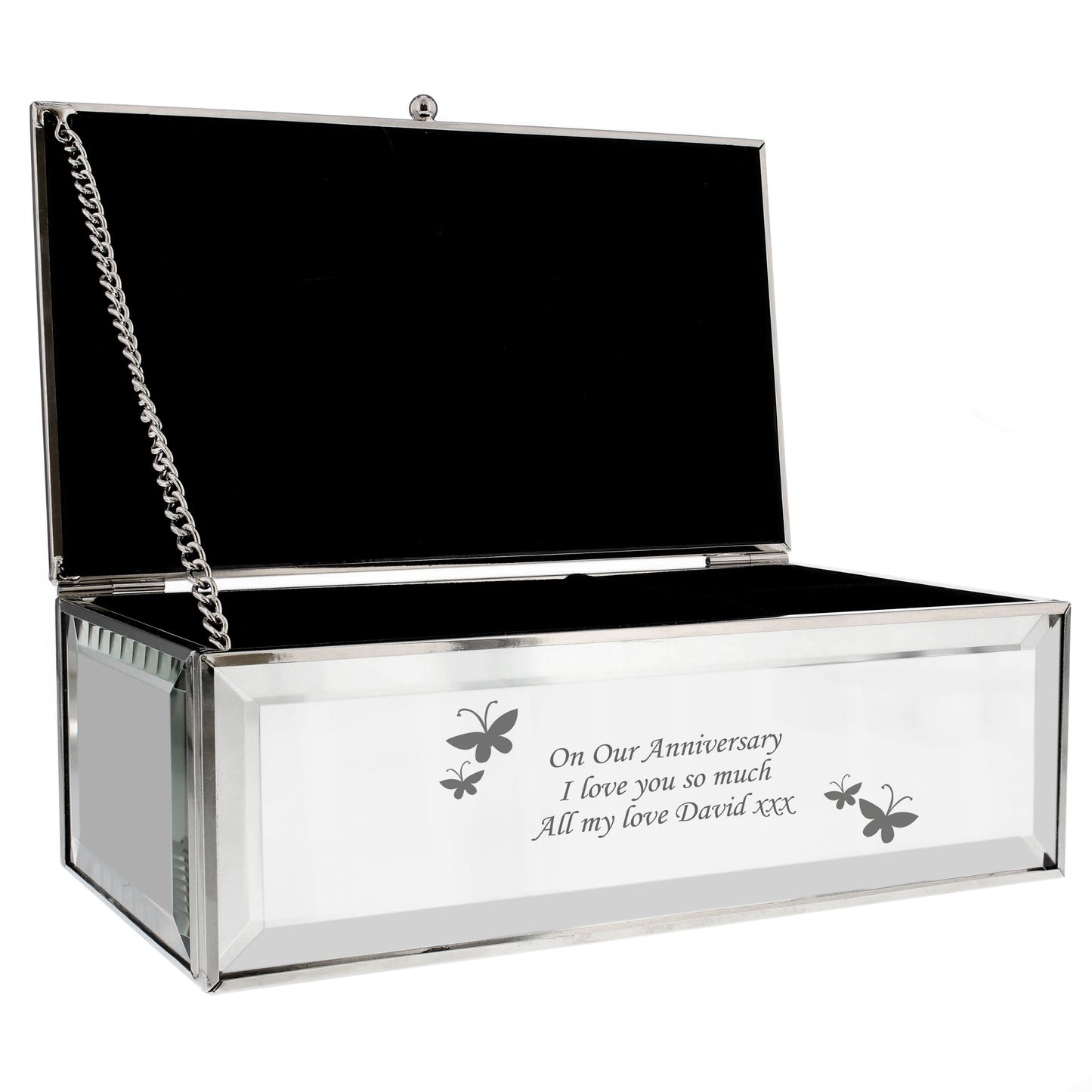 Personalised Butterflies Mirrored Jewellery Box: 5 - Jewellery Boxes By Gift Moments