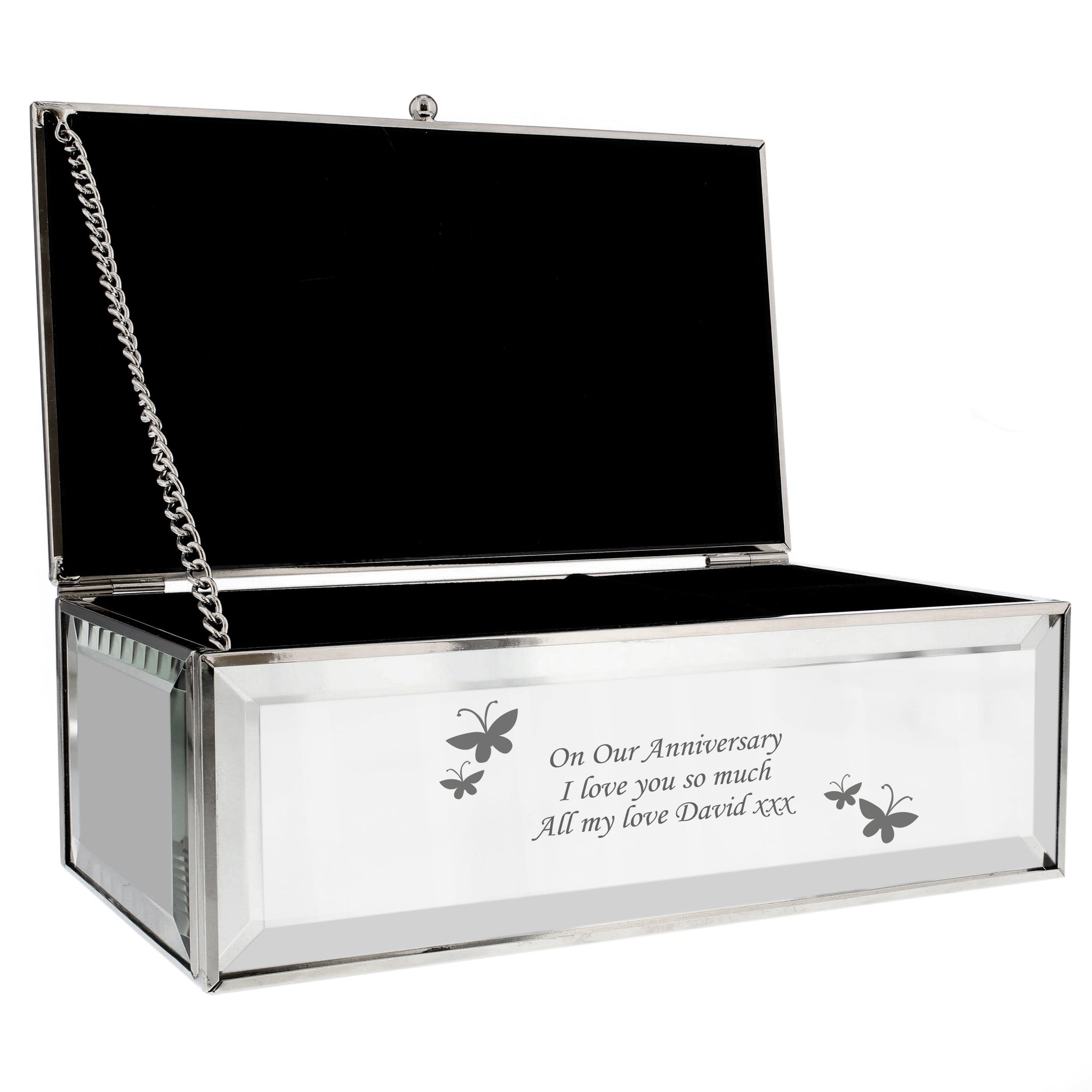 Personalised Butterflies Mirrored Jewellery Box: 5 - Jewellery Boxes By Gift Moments