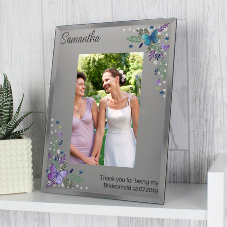 Personalised Butterfly 6x4 Diamante Glass Photo Frame: 1 - Photo Frames By Gift Moments