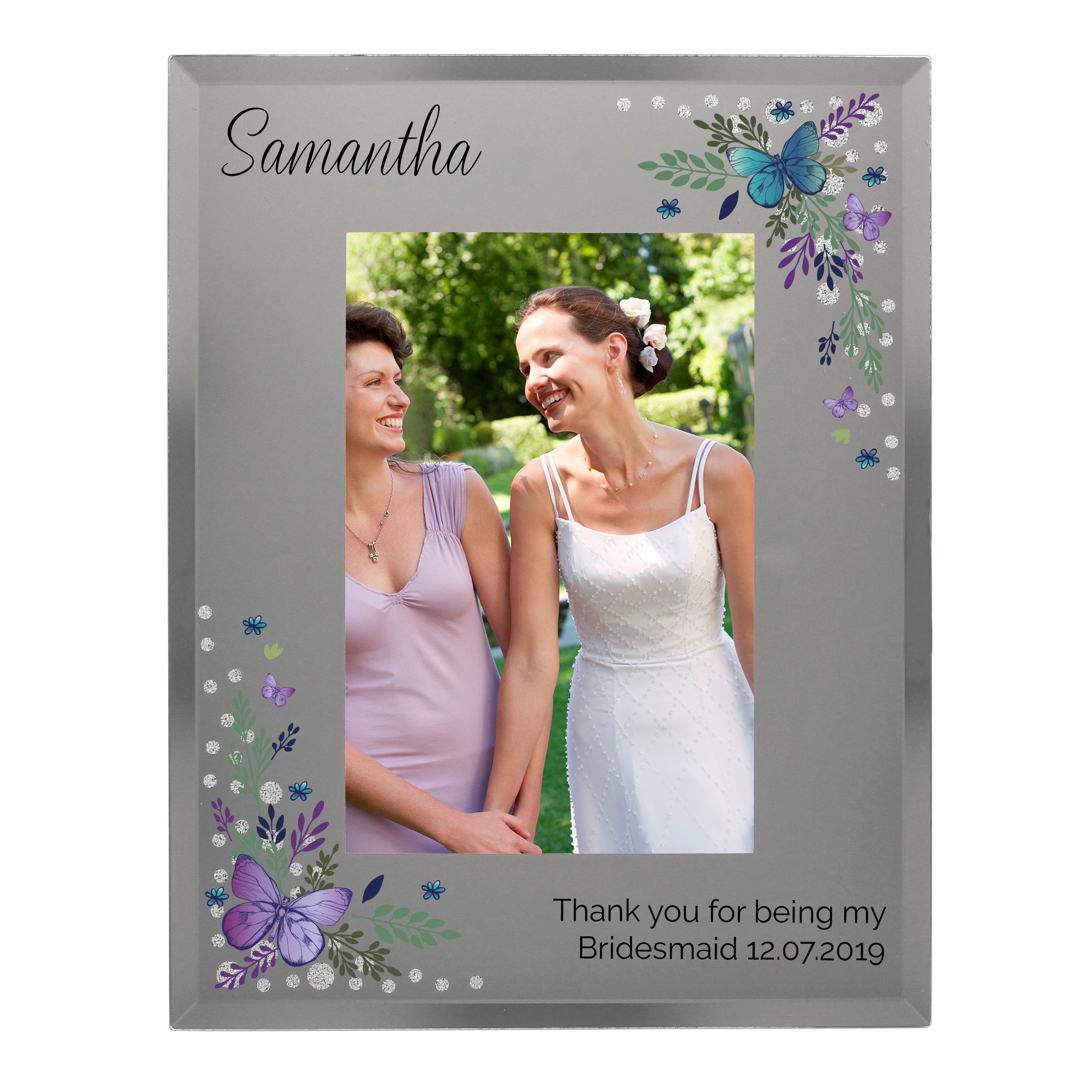 Personalised Butterfly 6x4 Diamante Glass Photo Frame - Shop Photo Frames At Gift Moments - 4