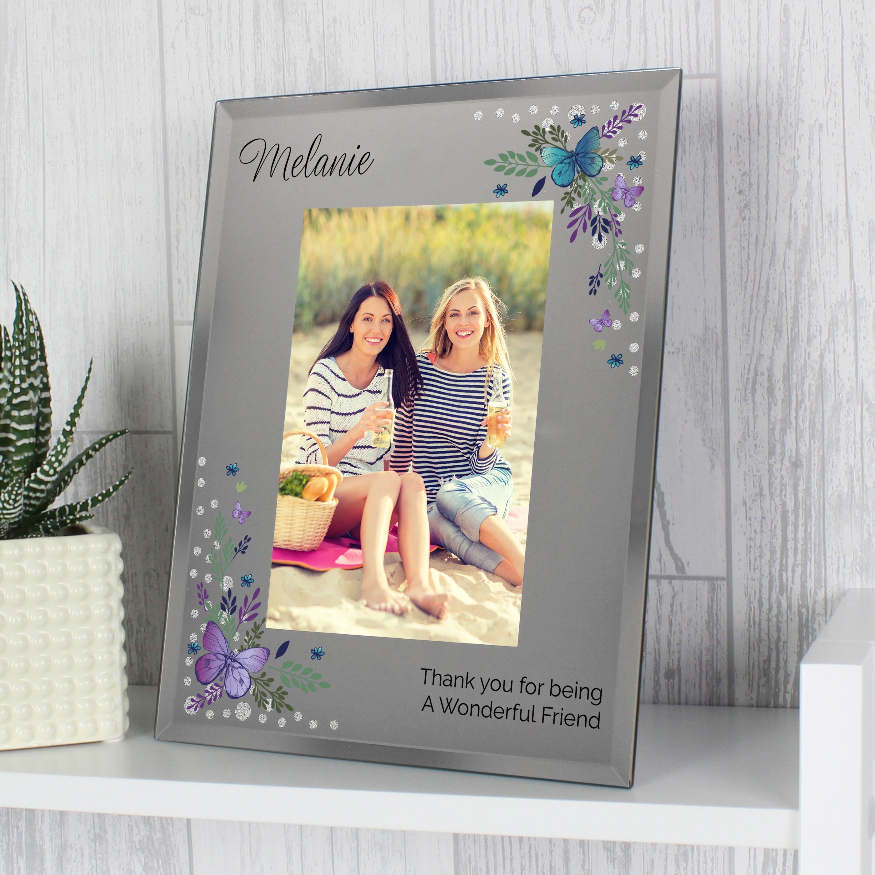 Personalised Butterfly 6x4 Diamante Glass Photo Frame - Shop Photo Frames At Gift Moments - 3