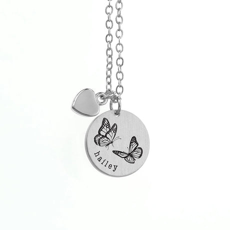 Personalised Butterfly Dance Matte Heart & Disc Necklaces: 4 - Necklaces By Gift Moments