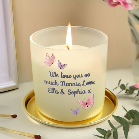 Personalised Butterfly Frosted Candle: 3 - Candles By Gift Moments