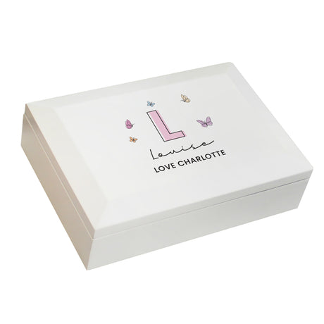 Personalised Butterfly Initial Wooden Jewellery Box: 6 - Jewellery Boxes By Gift Moments