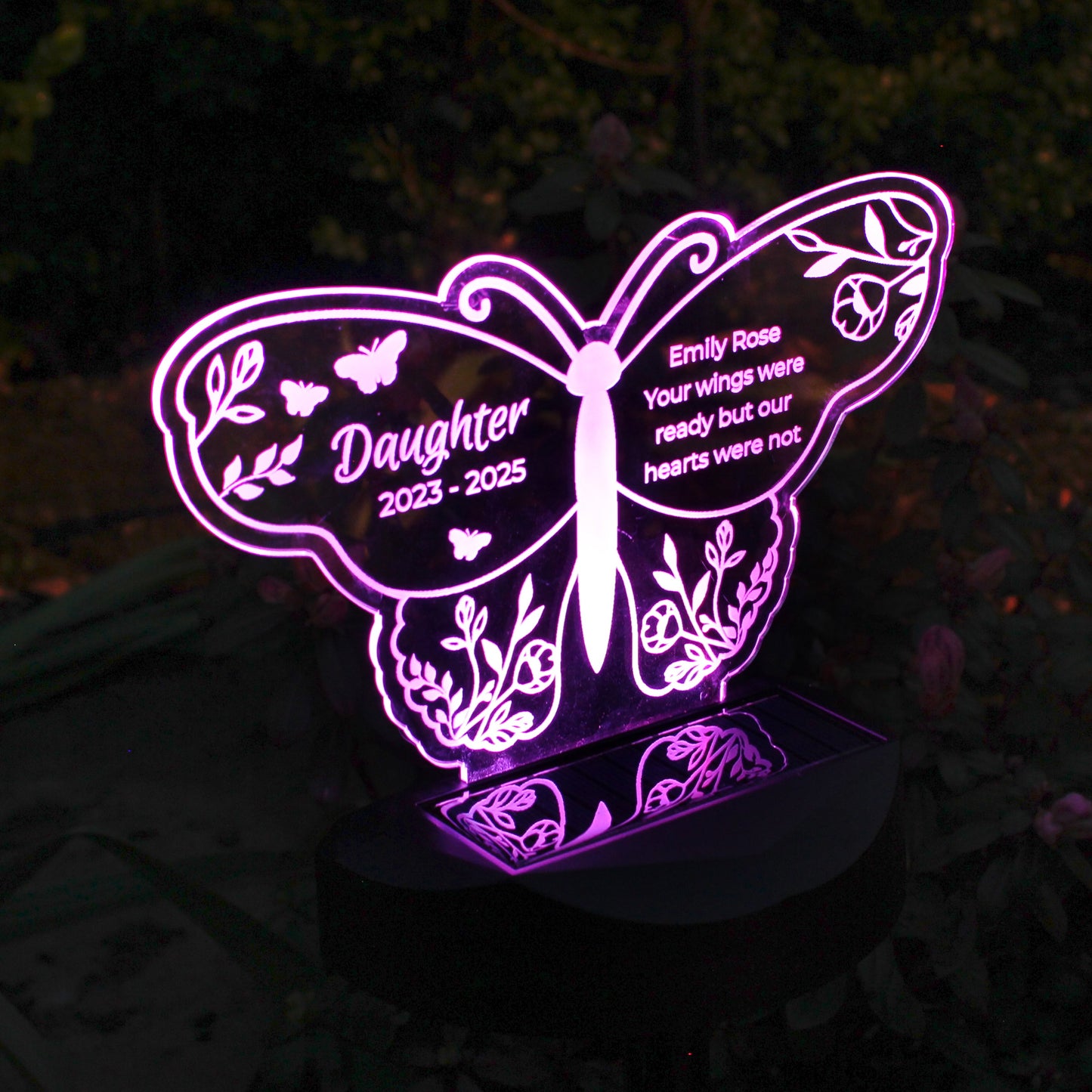 Personalised Butterfly Memorial Solar Light: 3 - Solar Lights By Gift Moments