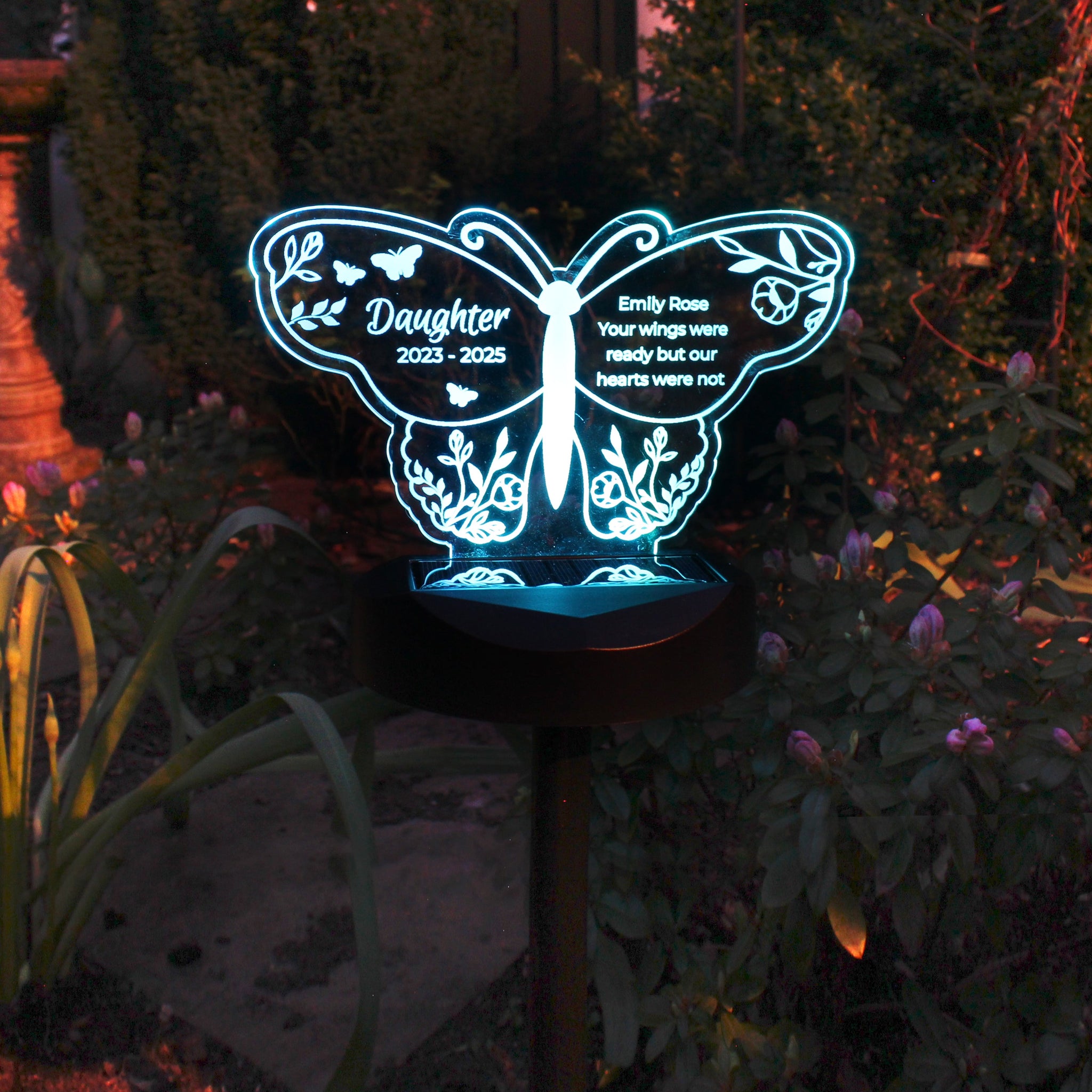 Personalised Butterfly Memorial Solar Light: 5 - Solar Lights By Gift Moments