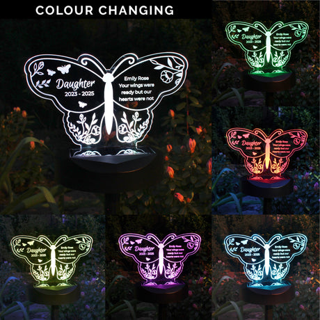 Personalised Butterfly Memorial Solar Light: 7 - Solar Lights By Gift Moments