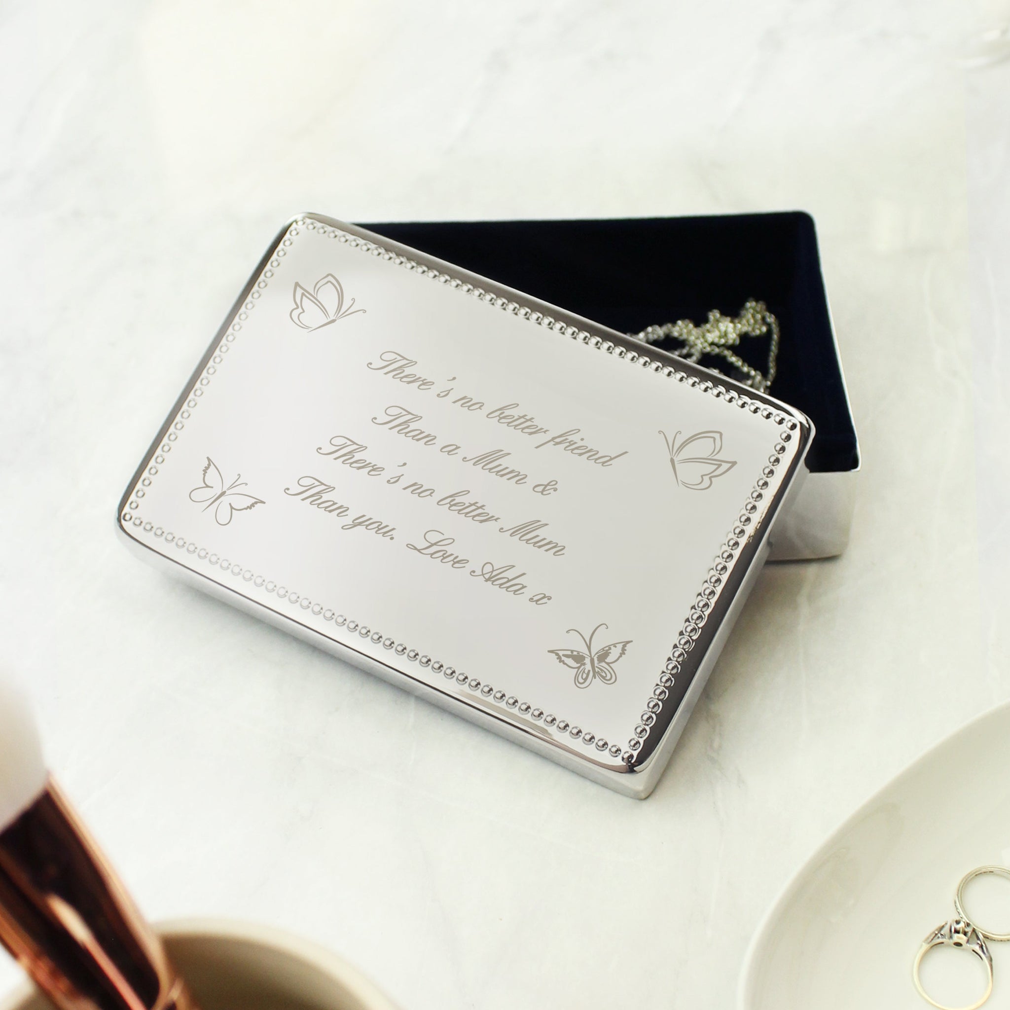 Personalised Butterfly Rectangular Jewellery Box: 3 - Jewellery Boxes By Gift Moments