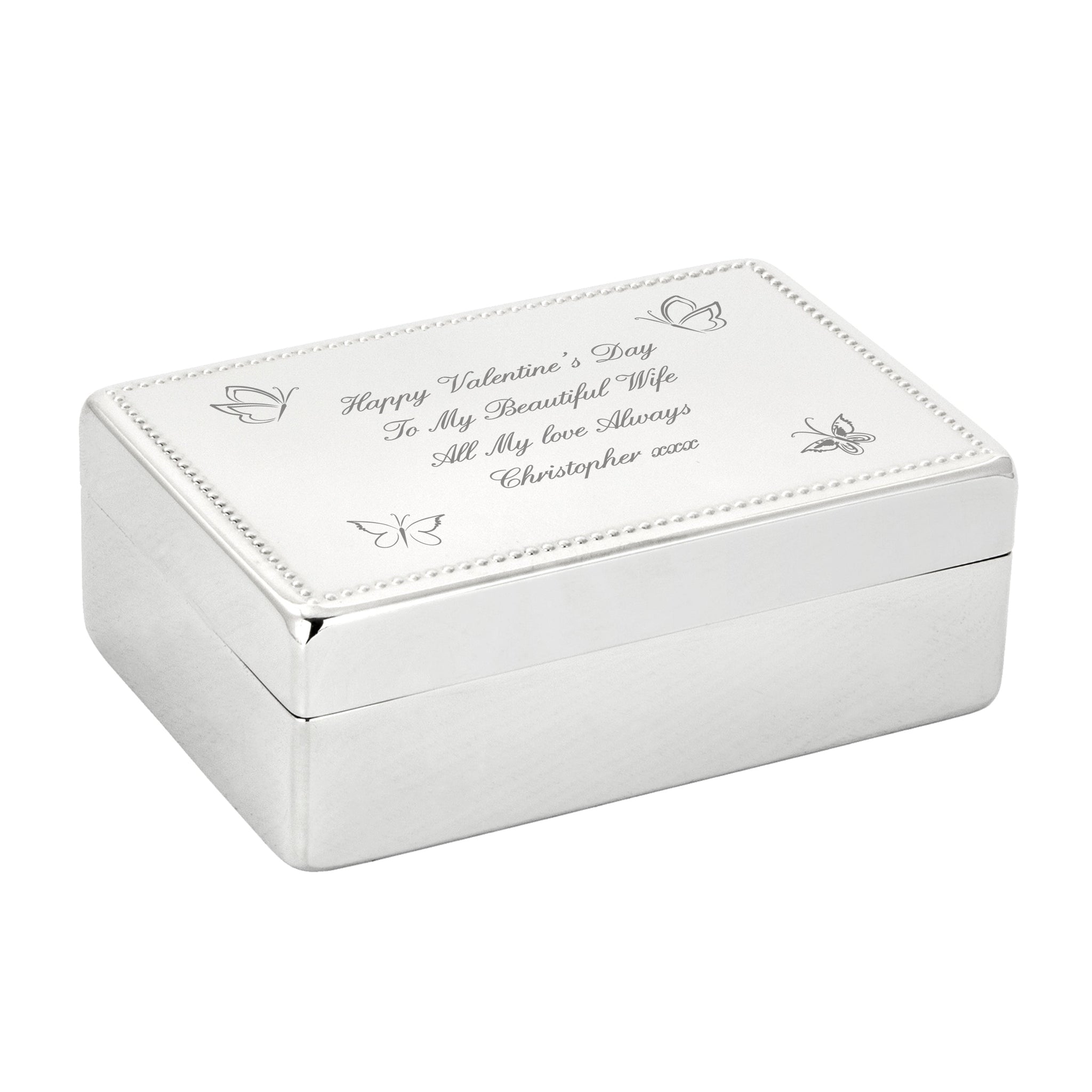 Personalised Butterfly Rectangular Jewellery Box: 5 - Jewellery Boxes By Gift Moments