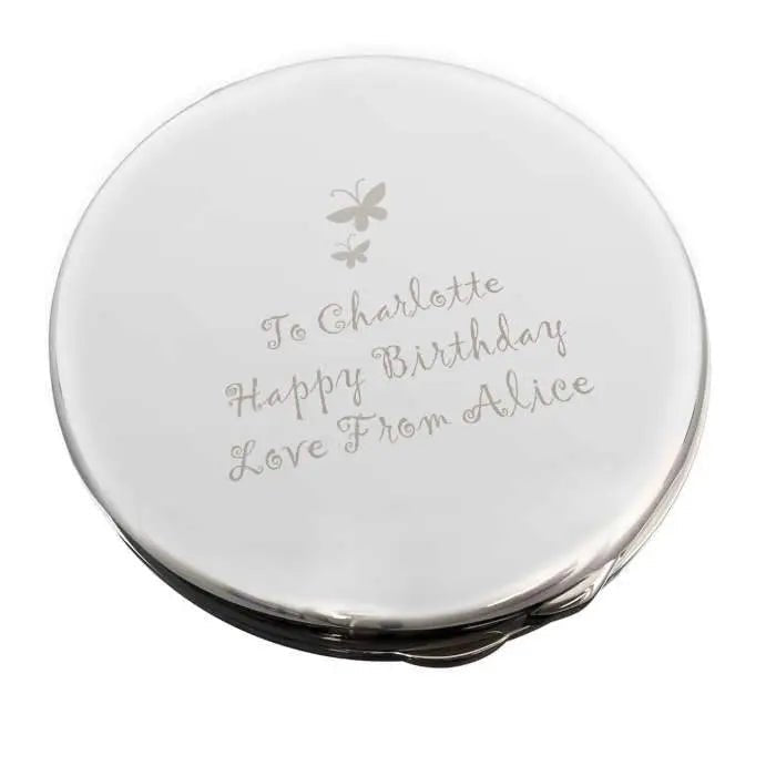 Personalised Butterfly Round Compact Mirror: 3 - Compact Mirrors By Gift Moments