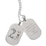 Personalised Camouflage Age Stainless Steel Double Dog Tag Necklace: 4 - Necklaces By Gift Moments