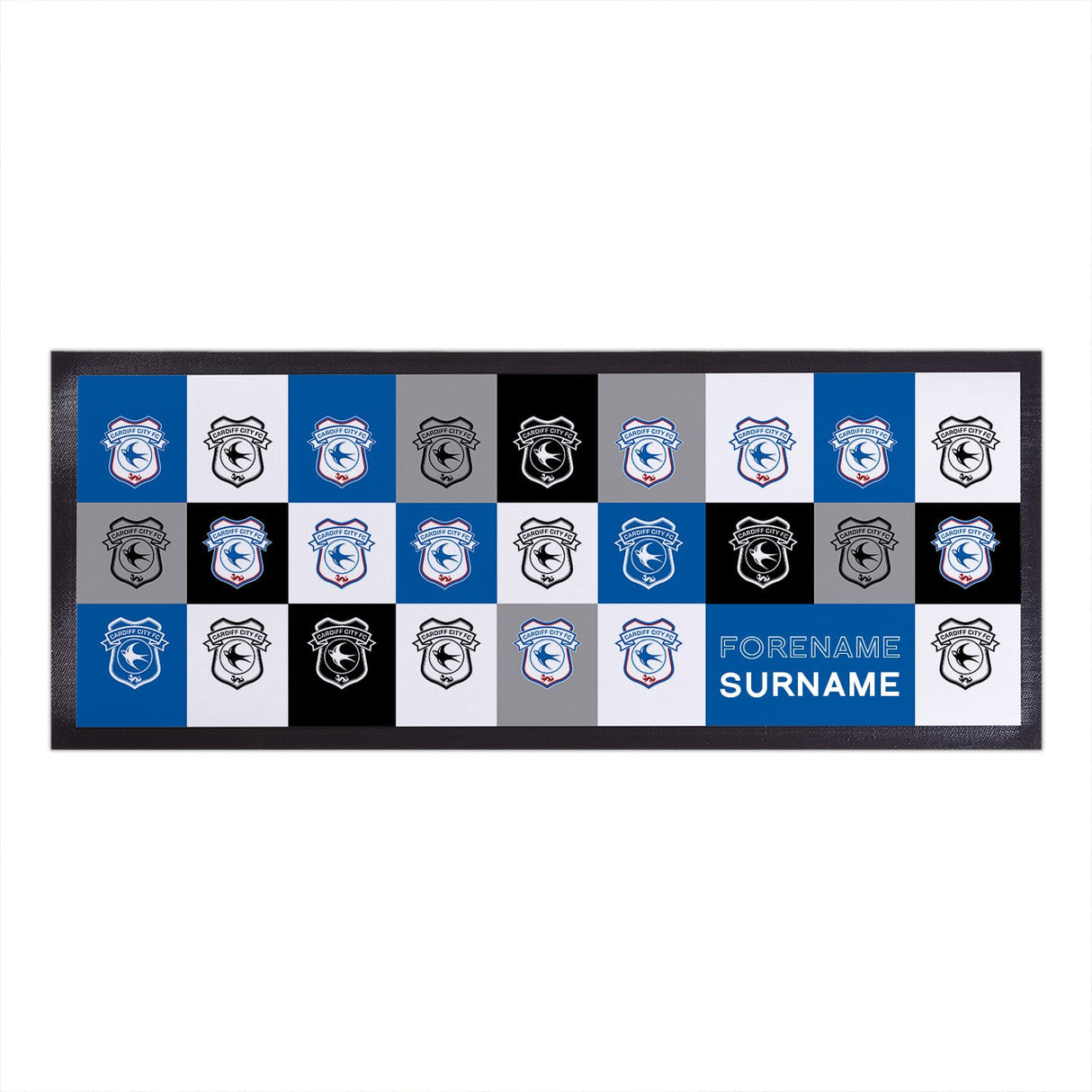 Personalised Cardiff City FC Chequered Bar Runner: 1 - Barware By Cardiff City