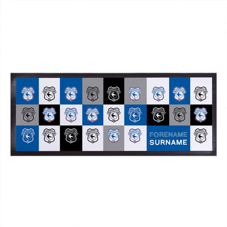 Personalised Cardiff City FC Chequered Bar Runner: 1 - Barware By Cardiff City
