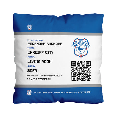 Personalised Cardiff City FC FD Ticket 18’’ Cushion: 1 - Cushions By Cardiff City