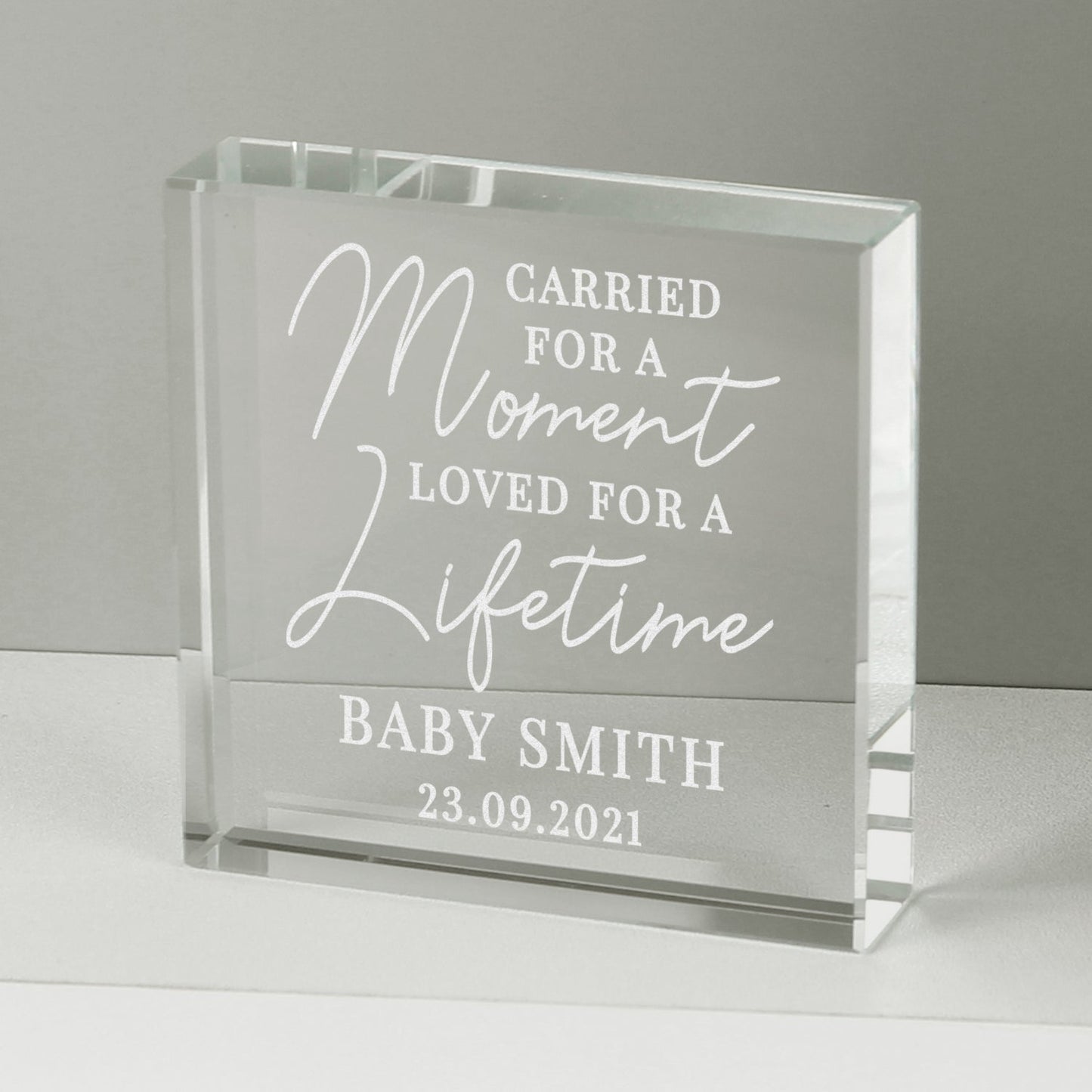 Personalised Carried for a Moment Crystal Token: 3 - Crystal Tokens By Gift Moments