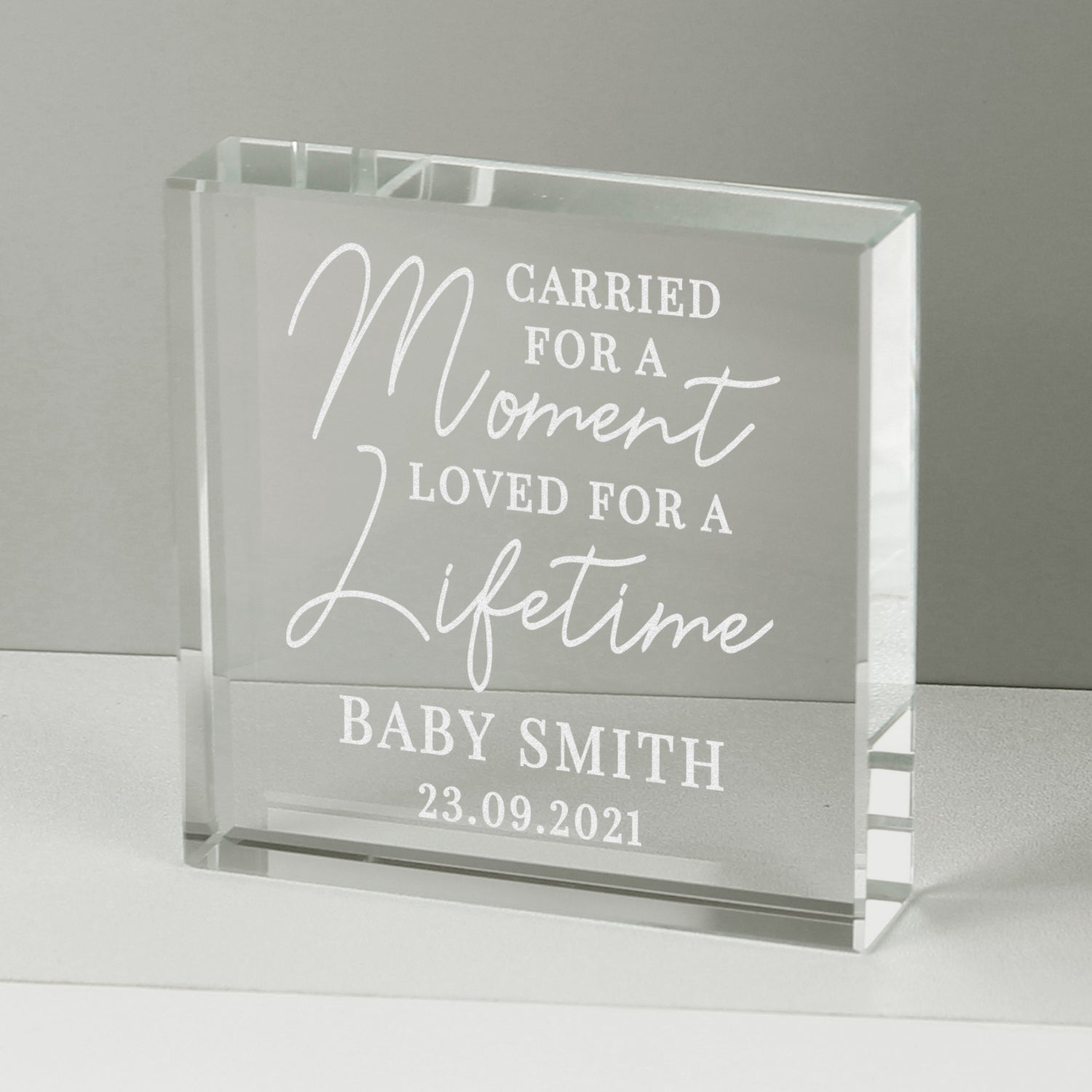 Personalised Carried for a Moment Crystal Token: 3 - Crystal Tokens By Gift Moments