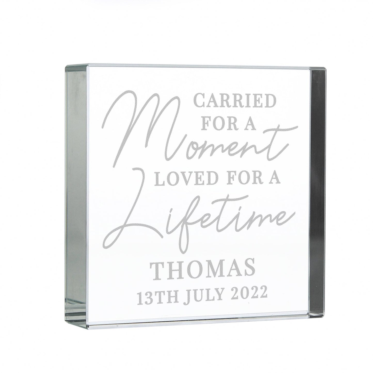 Personalised Carried for a Moment Crystal Token: 4 - Crystal Tokens By Gift Moments