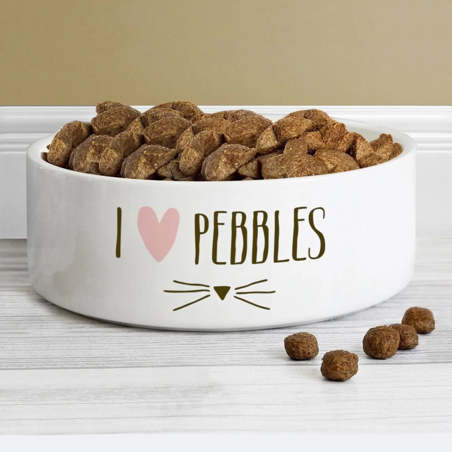 Personalised Cat Features 14cm Medium White Pet Bowl: 1 - Pet Products By Gift Moments