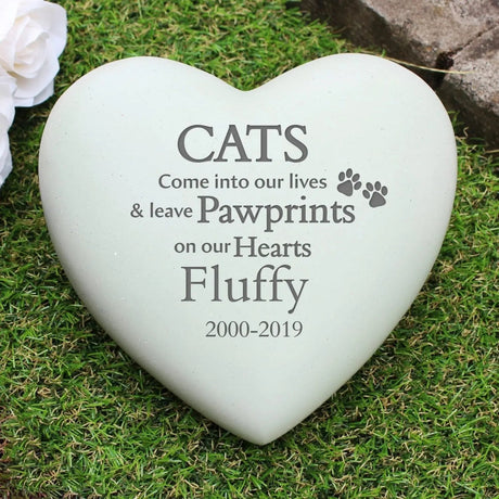 Personalised Cat Pawprints Heart Memorial: 2 - Memorials By Gift Moments